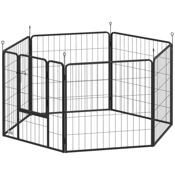 Rootz Dog Fene - PET -kotelo - 6 paneeli PlayPen - Taitava ja kestävä teräs - suorakulmio 160x80x80cm - ihanteellinen pentuille ja keskisuurille koiri