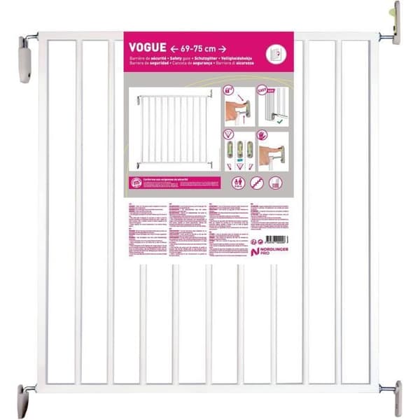 NORDLINGER PRO VOGUE Børnesikkerhedsgitter - 69 til 75 cm - Drejeligt - Nemt at åbne