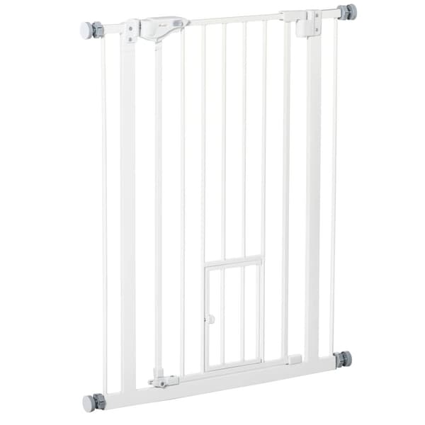 Sikkerhedsbarriere, Justerbar bredde 74-80 cm, Højde 91,4 cm,80x4x91.4 cm, Hvid