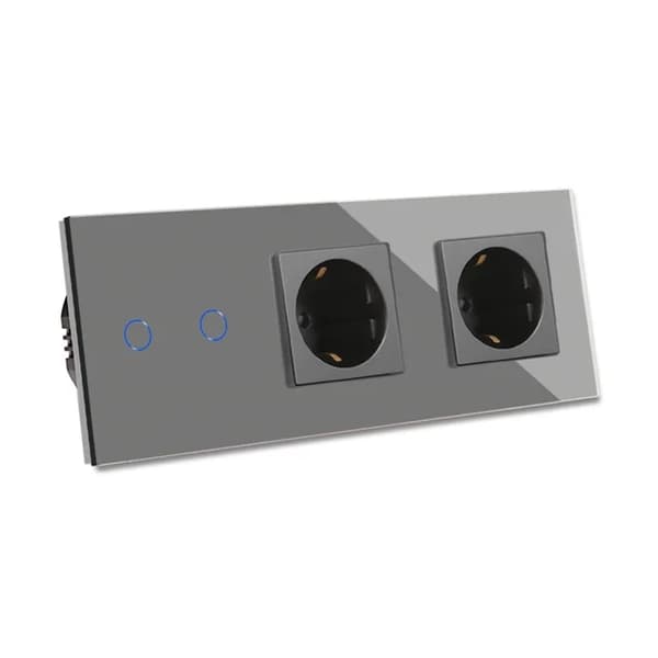 CAT6 Rj45 stik, berøringskontakt, krystalglaspanel, 2g med 2stik