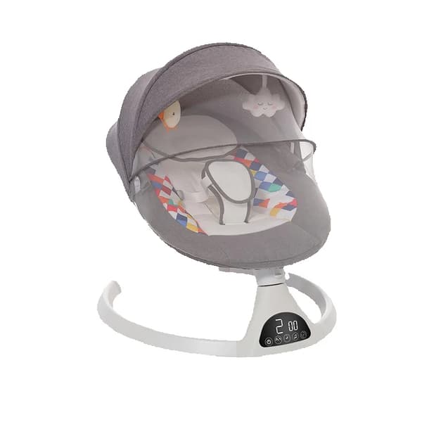 3-i-1 Baby Gyngestol, Bluetooth Musik, LED Skærm,GRÅ