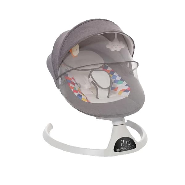 3-i-1 Baby Gyngestol, Bluetooth Musik, LED Skærm,GRÅ