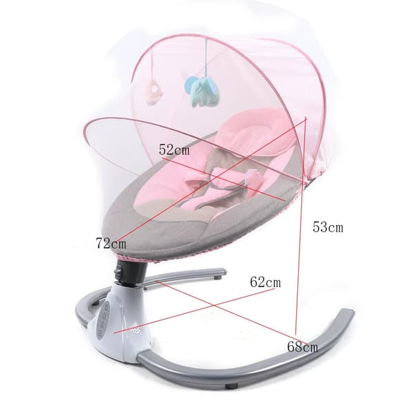 Babyswingstol, inbyggd musikspelare, fjärrkontrollsfunktionalitet,rosa