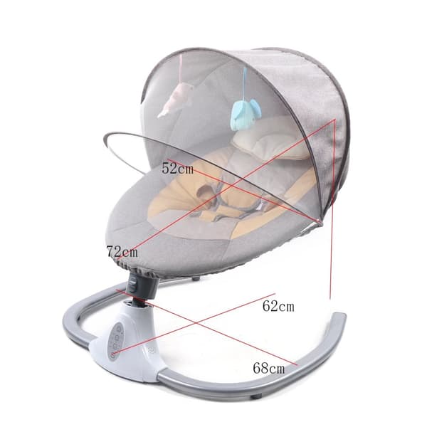 Babyswingstol, inbyggd musikspelare, fjärrkontrollsfunktionalitet,grå