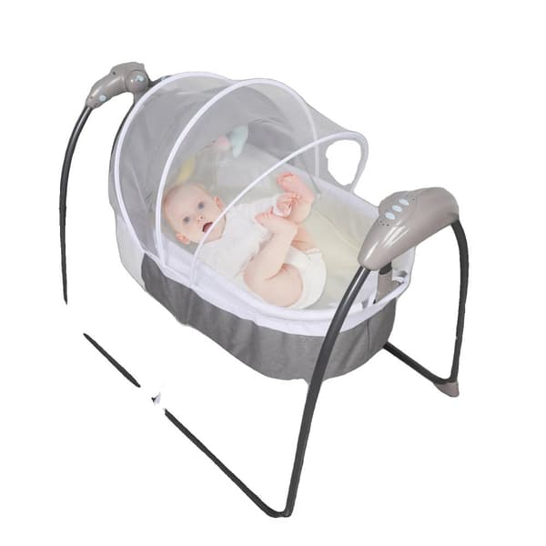 Baby Electric Shaking Bed, Ledningsbaseret Gyngestol med 3 Hastighedsindstillinger,grå