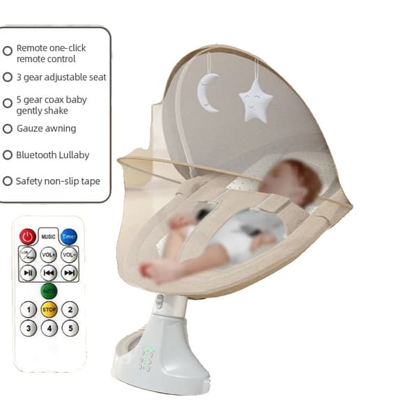 Baby Vugge, Fjernbetjening, 5-trins Beroligende Vuggen,Brun