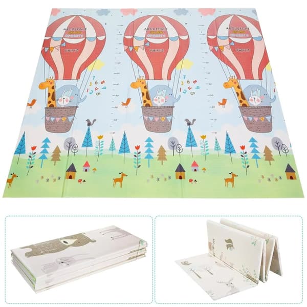 Baby Kravlemåtte, Foldbart Design, Ikke-slip Dobbelt-sidet, Design 1, 180x160cm