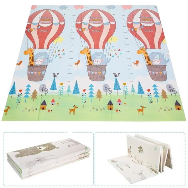 Baby Kravlemåtte, Foldbart Design, Ikke-slip Dobbelt-sidet, Design 1, 180x160cm