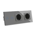 Miniatyrbillede 2 af 2: CAT6 Rj45 stik, berøringskontakt, krystalglaspanel, 2g med 2stik