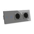 Miniatyrbillede 1 af 2: CAT6 Rj45 stik, berøringskontakt, krystalglaspanel, 2g med 2stik