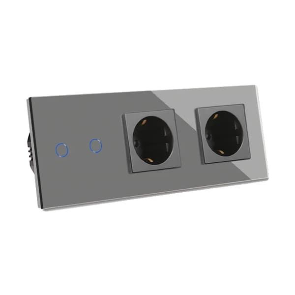 CAT6 Rj45 stik, berøringskontakt, krystalglaspanel, 2g med 2stik