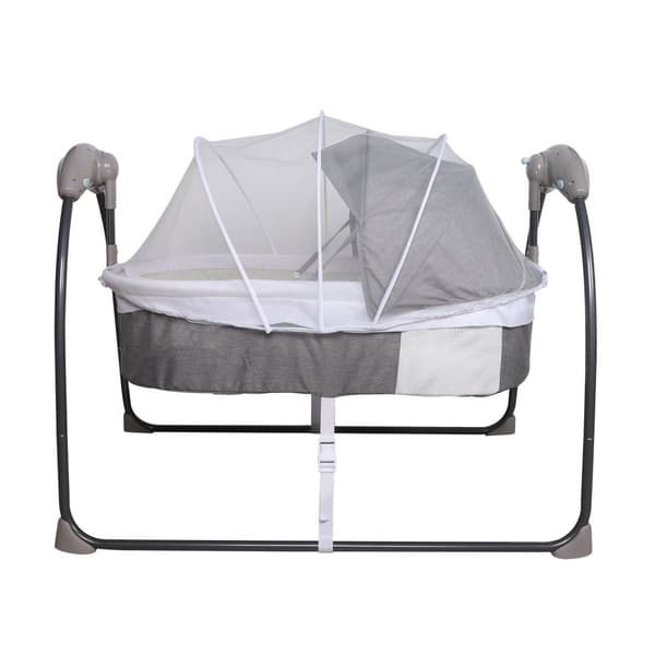 Baby Elektrisk Vaggande Säng, 3 Hastigheter, Fjärrkontroll, Kapacitet 10 kg,GRÅ