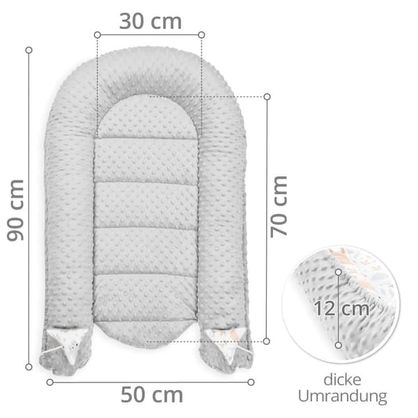 Varm bo bebis 90x50 cm - gosebo nyfödd bo vinter / höst kokong baby nest uggla grå