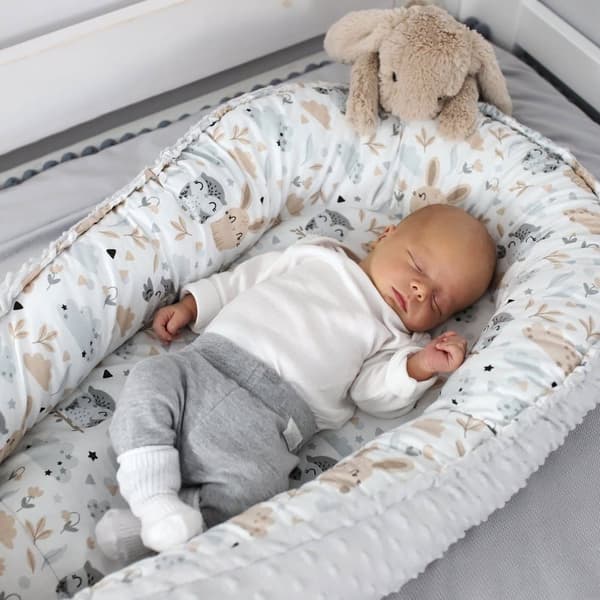 Varm bo bebis 90x50 cm - gosebo nyfödd bo vinter / höst kokong baby nest uggla grå