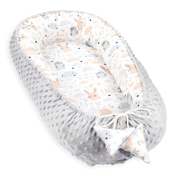 Varm bo bebis 90x50 cm - gosebo nyfödd bo vinter / höst kokong baby nest uggla grå