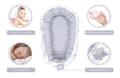 Pikkukuva 4 / 7: Babynest vastasyntyneen vauvan puskuri 90x50 cm - cocoon Käsintehty kaksipuolinen puuvillavohveli babynest kanin harmaalla