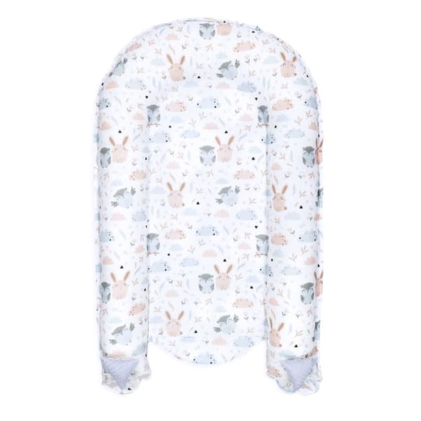 Babynest vastasyntyneen vauvan puskuri 90x50 cm - cocoon Käsintehty kaksipuolinen puuvillavohveli babynest kanin harmaalla