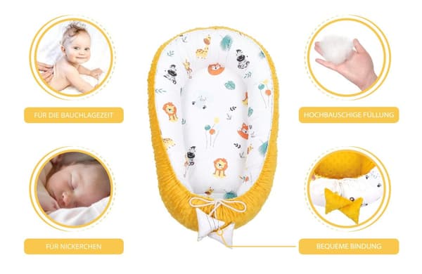 Varm rede baby 90x50 cm - krammerede nyfødt rede vinter / efterår kokon babynest safari toffee
