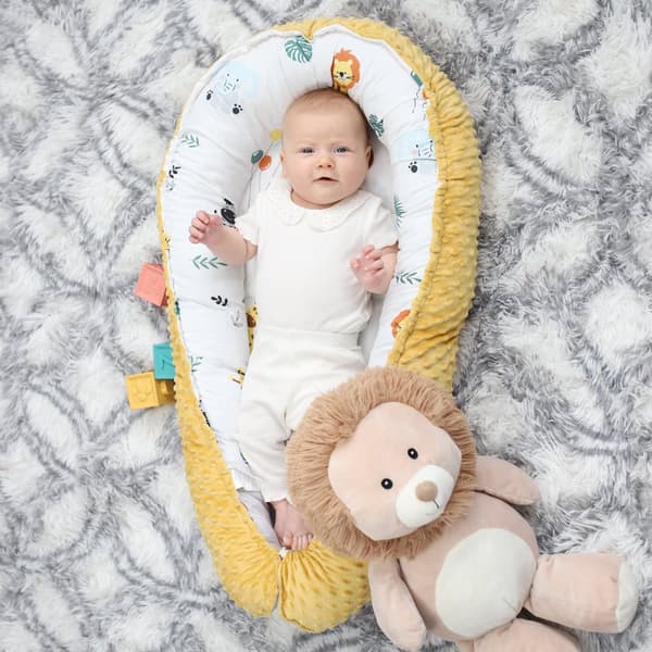 Varm rede baby 90x50 cm - krammerede nyfødt rede vinter / efterår kokon babynest safari toffee
