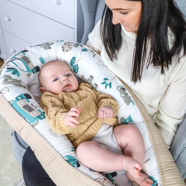 Babynest newborn baby bumper 90x50 cm - kokong Handgjord dubbelsidig bomullsvåffla med babynest Africa beige