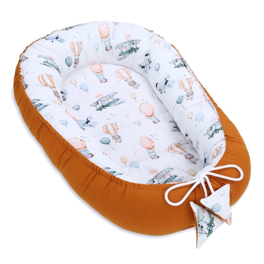 Babynest kokong nyfödd 90 x 50 cm - Handgjort mysbo babynest med bomullsballonger Pumpa