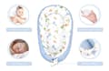 Miniatyrbild 4 av 7: Babynest kokong nyfödd 90 x 50 cm - Handgjort mysbo babynest tillverkat av dinosaurieblå bomull