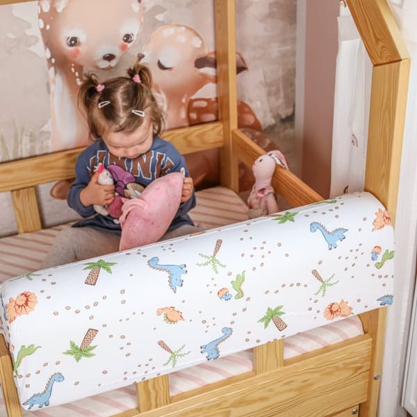 Sängyn reunasuojaus lasten sänkyihin 90 cm - Sängyn rungon reunasuojaus lasten vauvansänky puuvilla dinosaurus