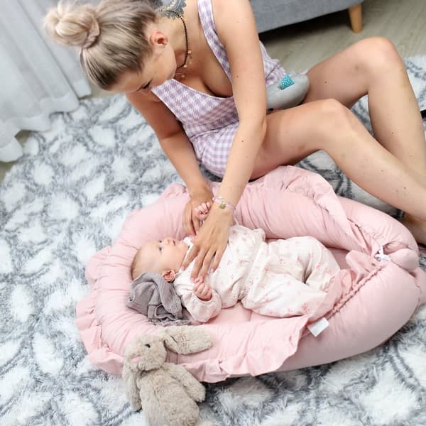 Babynest kokong nyfödd 90 x 50 cm - Handgjort gosenäste babynest av bomull Slumpmässig variant