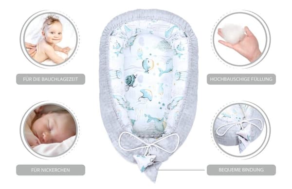Babynest kokong nyfödd 90 x 50 cm - Handgjort gosenäste babynest av bomull Slumpmässig variant