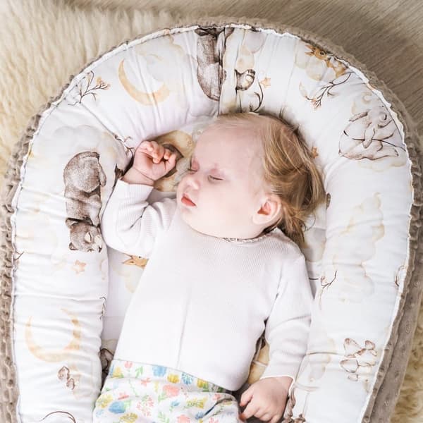 varm rede baby 90x50 cm - krammerede nyfødt rede vinter / efterår kokon babynest sclummer bjørn kaki