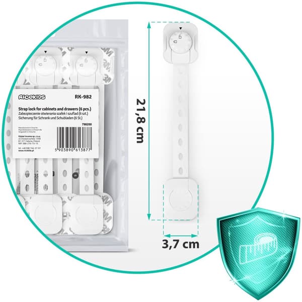 Ricokids 798200 kaapin avautumissuoja 6 kpl valkoinen