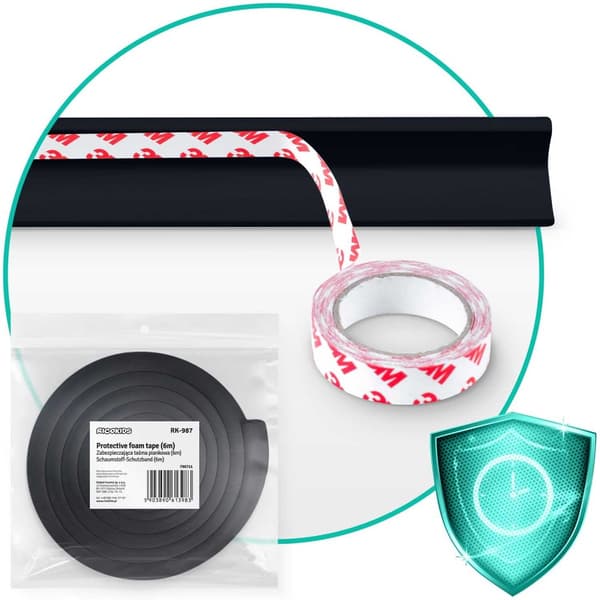 Ricokids 798711 beskyttende skumtape, sort, 6 m