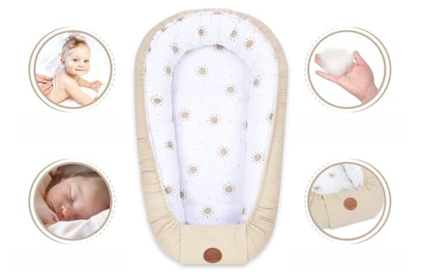 Babynest nyföddsbo baby 90 x 50 cm - kokong handgjord dubbelsidig gjord av våffelpiké bomull slummer sun