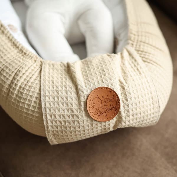 Babynest nyföddsbo baby 90 x 50 cm - kokong handgjord dubbelsidig gjord av våffelpiké bomull slummer sun