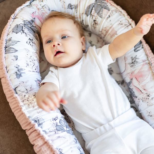 Babynest nyföddsbo baby 90 x 50 cm - kokong handgjord dubbelsidig gjord av våffelpiké bomull slummer sun