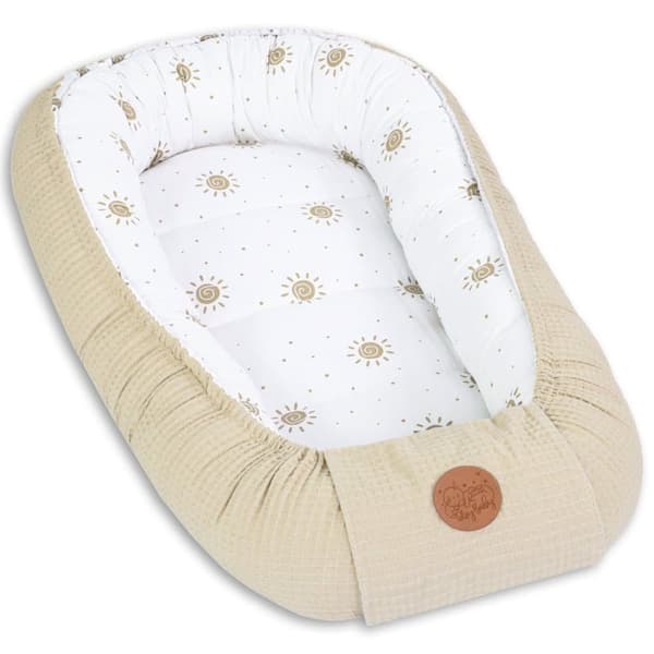 Babynest nyföddsbo baby 90 x 50 cm - kokong handgjord dubbelsidig gjord av våffelpiké bomull slummer sun