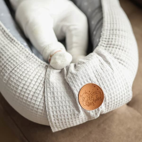 Babynest nyföddsbo baby 90 x 50 cm - kokong handgjord dubbelsidig gjord av våffelpiké bomull slummer sun