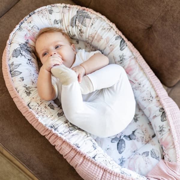 Babynest nyföddsbo baby 90 x 50 cm - kokong handgjord dubbelsidig gjord av våffelpiké bomull slummer sun