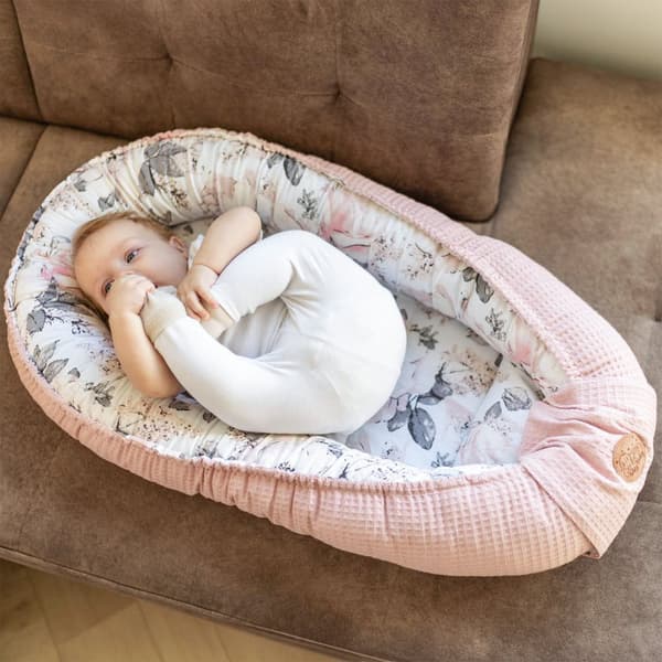 Babynest nyföddsbo baby 90 x 50 cm - kokong handgjord dubbelsidig gjord av våffelpiké bomull slummer sun