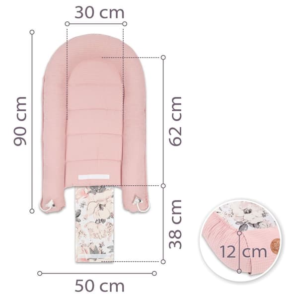 Babynest nyföddsbo baby 90 x 50 cm - kokong handgjord dubbelsidig gjord av våffelpiké bomull slummer sun