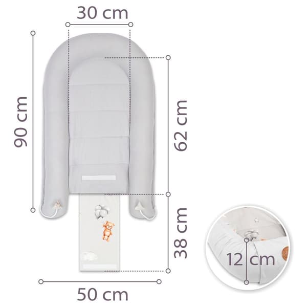 Vauvanpesä kookoni vastasyntynyt 90 x 50 cm - Käsintehty pehmopesä vauvan pesä puuvillasta