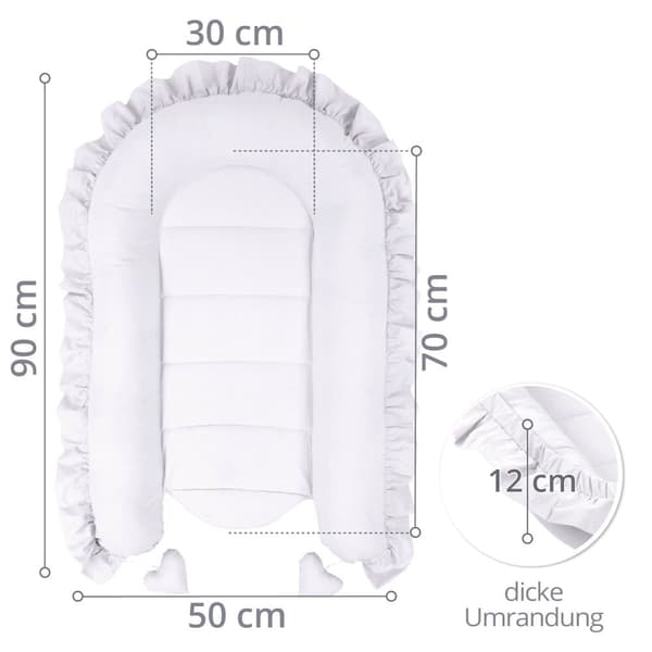 Vauvanpesä kookoni vastasyntynyt 90 x 50 cm - Käsintehty pehmopesä vauvan pesä puuvillasta