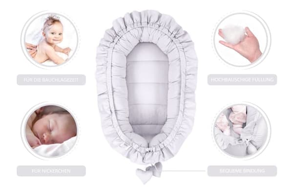 Vauvanpesä kookoni vastasyntynyt 90 x 50 cm - Käsintehty pehmopesä vauvan pesä puuvillasta