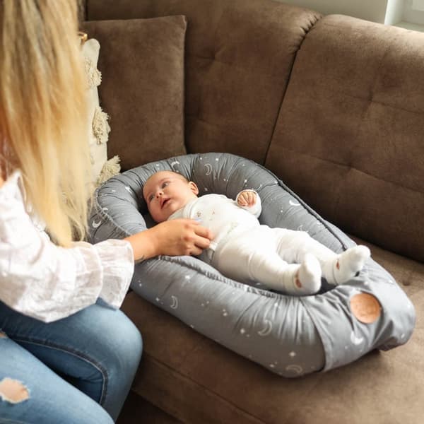 Vauvanpesä kookoni vastasyntynyt 90 x 50 cm - Käsintehty pehmopesä vauvan pesä puuvillasta
