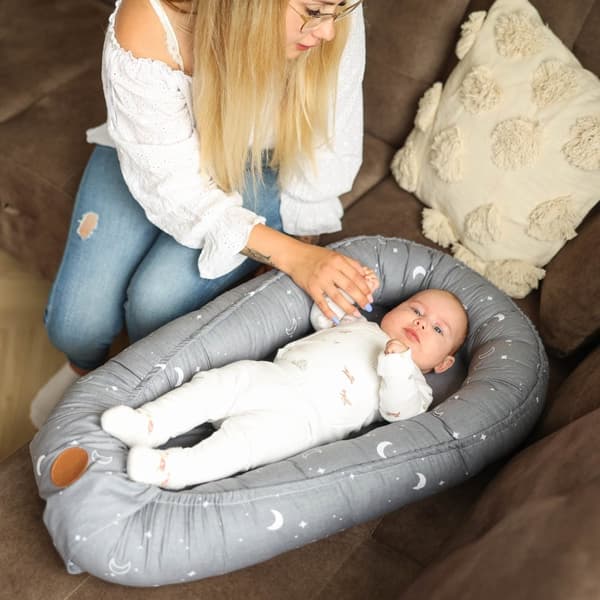 Vauvanpesä kookoni vastasyntynyt 90 x 50 cm - Käsintehty pehmopesä vauvan pesä puuvillasta