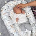 Miniatyrbild 6 av 7: Babynest kokong nyfödd 90 x 50 cm - Handgjort mysbo babynest av bomullsugglor ljusgrå