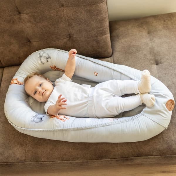 Vauvanpesä kookoni vastasyntynyt 90 x 50 cm - Käsintehty pehmopesä vauvan pesä puuvillasta