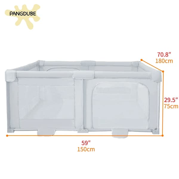 PANGDUBE Vauvojen Leikkikehä, Tilava Suunnittelu L150 S180 K70cm, Vankka Metallirakenne,L150 W180 H70cm