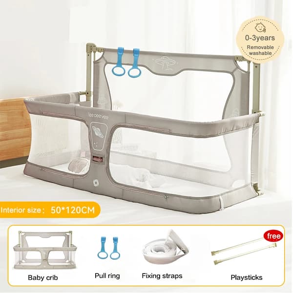 Babysäkerhetsbäddbarriär, Spjälsängsskydd, Antifall-design, Multifunktionell,Beige