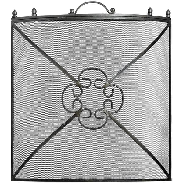 Hill Interiors Mesh Fireguard in Antique Pewter Effect Finish Silver/Black/Grey 61 x 61 x 13.5cm